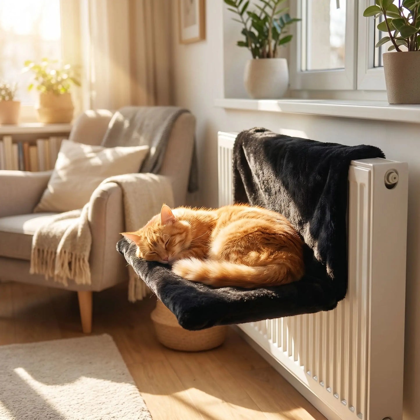 chat coucher et dort sur le hamac
