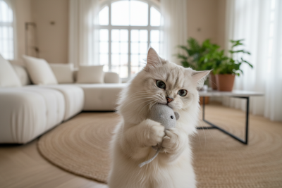 chat-qui-tien-un-jouet-entre-les-dents