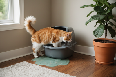 chat-sortant-la-tete-de-la-litiere