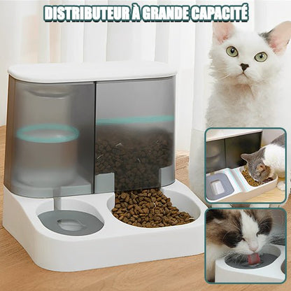 Distributeur eau et croquettes chat™ | grande capacité