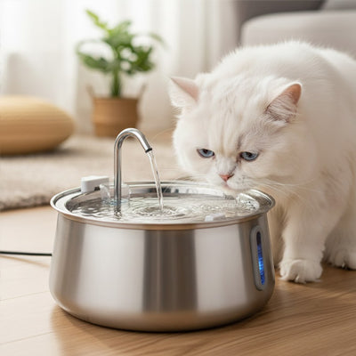 Fontaine-a-eau-Chat-regarde-l'eau