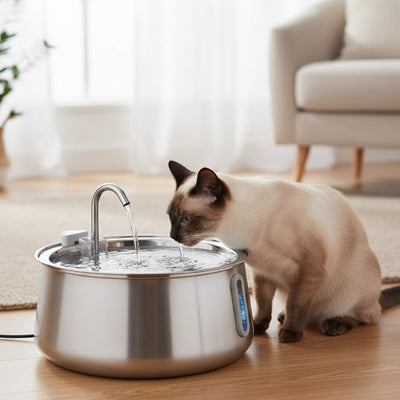 Fontaine-a-eau-Chat-assis-boit-de-l'eau