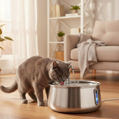 Fontaine-a-eau-Chat-dans-le-salon