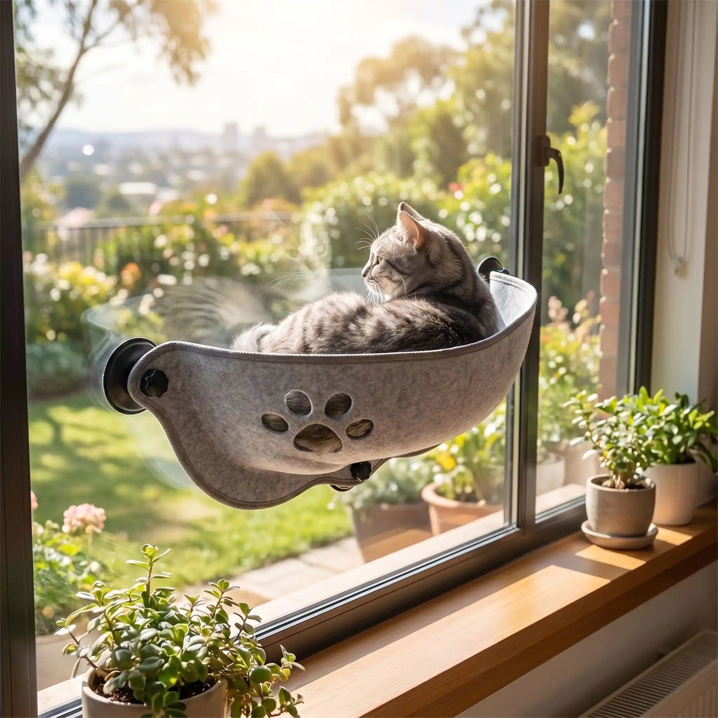 Chat couché dans le hamac 