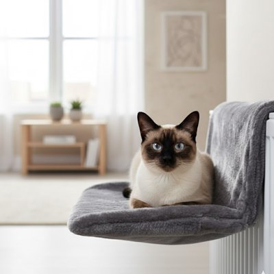 Niche chat suspendue vue intérieure peluche douce