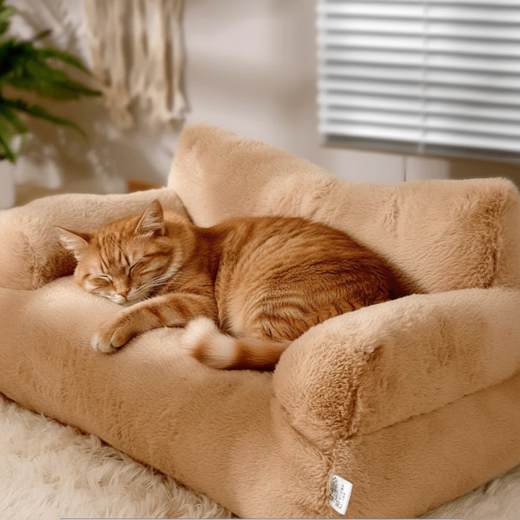 Niche pour chat canape confort beige chat coucher