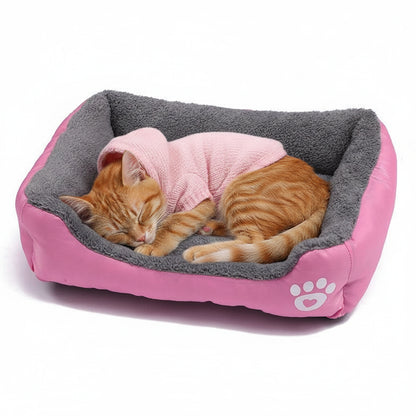 niche pour chat avec un chat avec une tenur rose