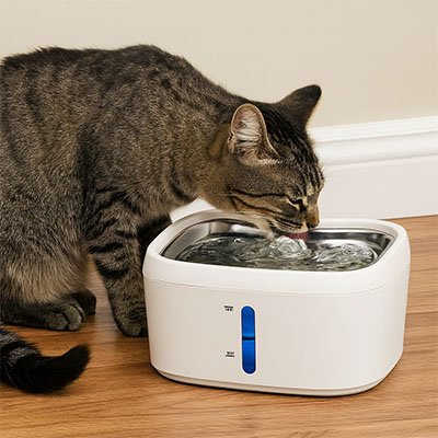 Fontaine-a-eau-Chat-boit-de-l'eau