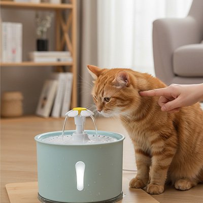 Fontaine-a-eau-Chat-boit