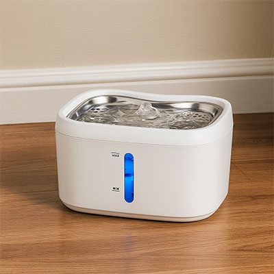 Fontaine-a-eau-Chat-seul-salon