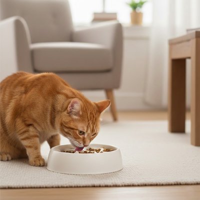 Gamelle-anti-glouton-Chat-mange-dans-le-salon