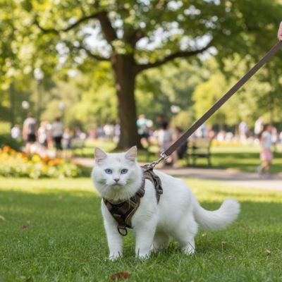 Harnais-chat-marron