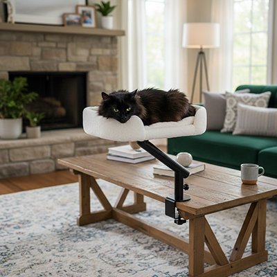 Lit-pour-Chat-accrocher-sur-la-table-du-salon