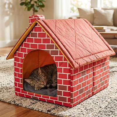 Maison-pour-chat-coucher-dans-le-salon 