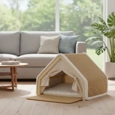 Maison-pour-chat-dans-le-salon