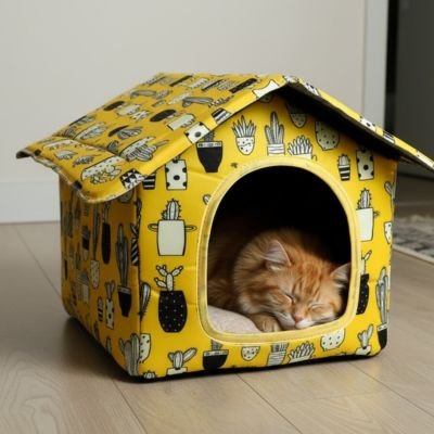 Maison-pour-chat-dort-dans-la-maison 